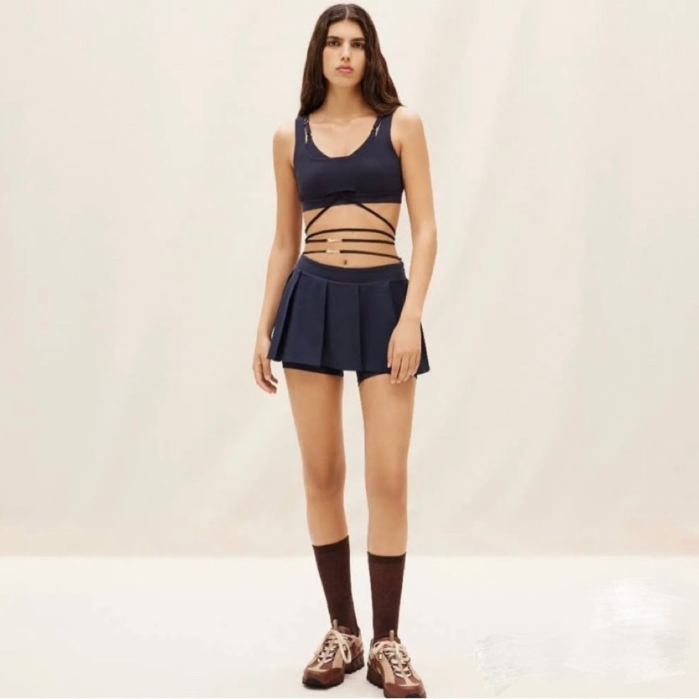 Nike X Jacquemus sports bra and mini skirt shorts color navy